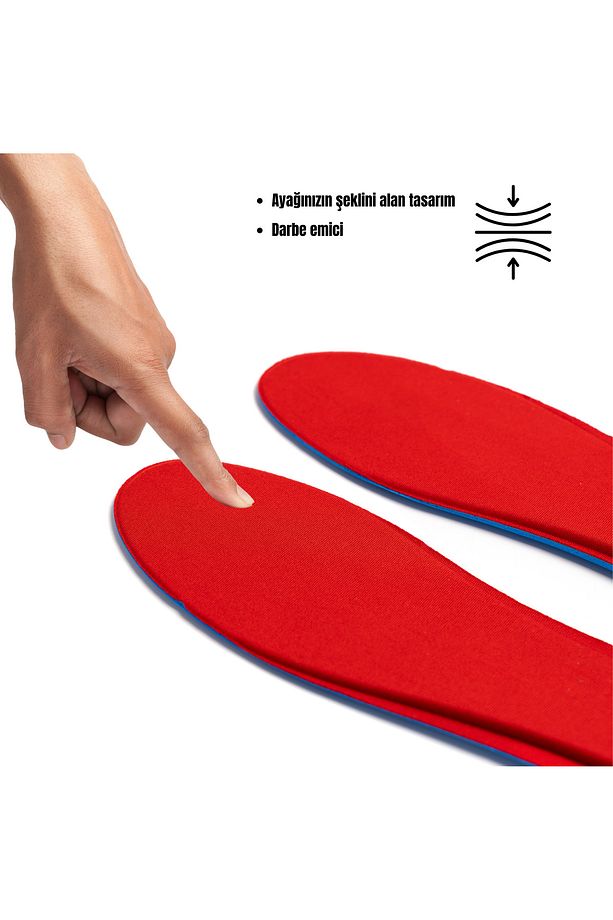 Memory Foam Ayakkabı Tabanlığı Ortapedik Yastıklı Unisex M800 Model Tabanlık Kırmızı - 4