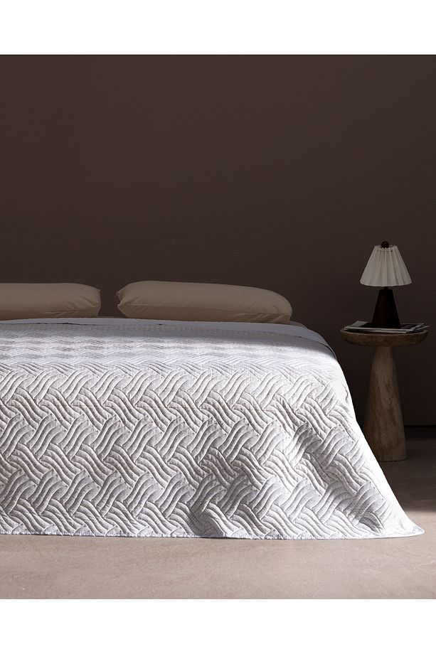 Niort King Size Baskılı Yatak Örtüsü - Bej/mavi - 1