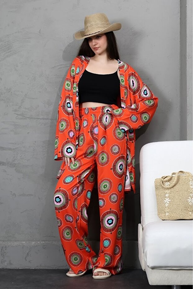 مجموعة كيمونو متعددة منقوشة من الأعلى إلى الأسفل - 5