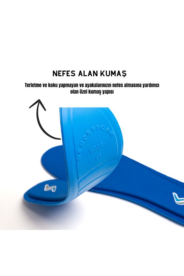 Memory Foam Ayakkabı Tabanlığı Ortapedik Yastıklı Unisex M800 Model Tabanlık Mavi - 3