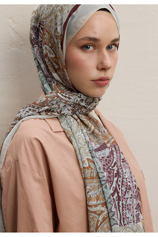 نمط باتش بيزلي من الحرير كريب شال الأرض - 2