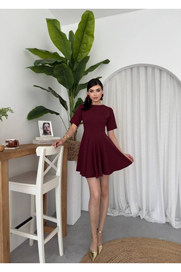 Sidelya Concept Crem Pliseli Elbise - 6