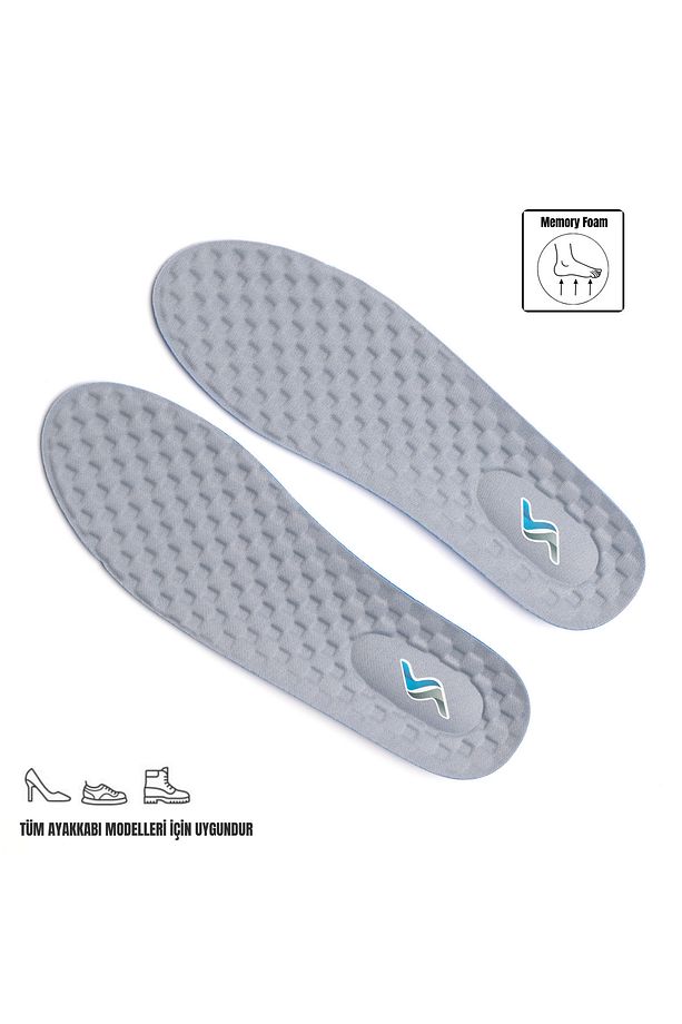 M900 Model Memory Foam Ayakkabı Tabanlığı Ortapedik Boy Yükseltici Unisex Tabanlık Gri - 2