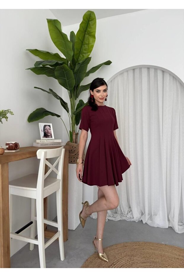 Sidelya Concept Crem Pliseli Elbise - 4