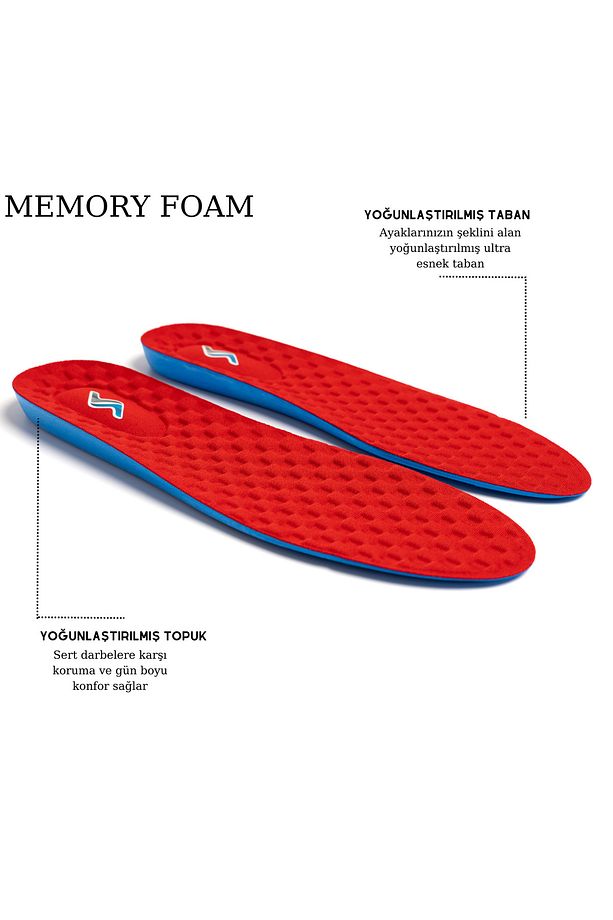 M900 Model Ayakkabı Tabanlığı Memory Foam Ortapedik Boy Yükseltici Unisex Tabanlık Kırmızı - 1