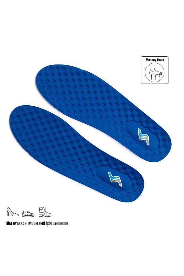 M900 Model Ayakkabı Tabanlığı Memory Foam Ortapedik Boy Yükseltici Unisex Tabanlık Mavi - 2