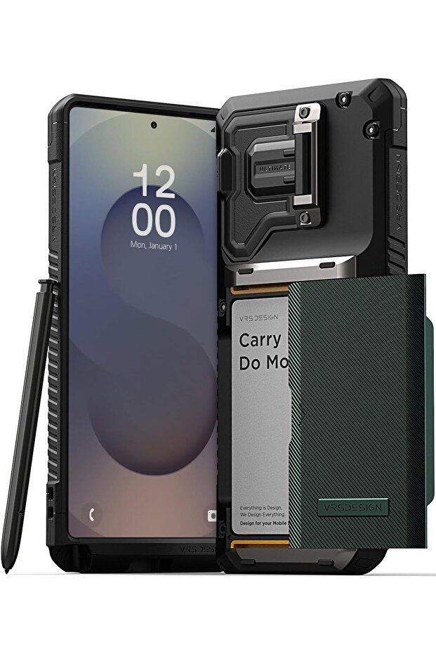 Damda Glide Duo Guard for Samsung Galaxy S25 ULTRA case 4 card Slot Metallic Green Groove