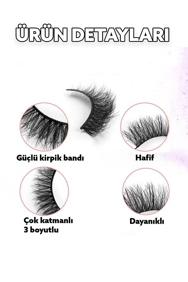 Takma Kirpik Kolay Uygulanabilir Kendinden Yapışkanlı 3D Kirpik Yoğun Hacimli Görünüm Göz Aksesuarı - 4
