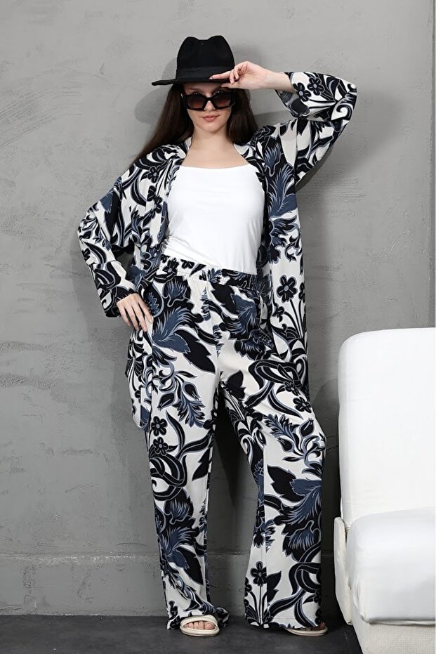 Patterned Multi Kimono Bottom-Top Set - 2