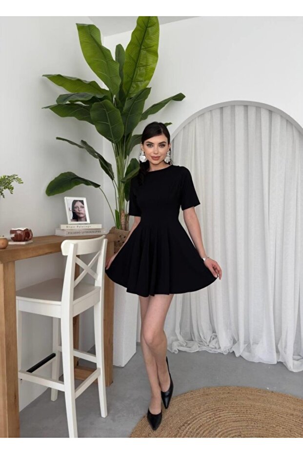 munn collection Crem Pliseli Elbise - 4