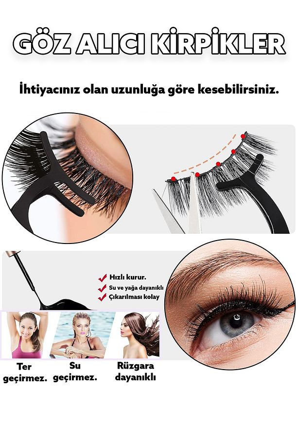 Takma Kirpik Kolay Uygulanabilir Kendinden Yapışkanlı 3D Kirpik Yoğun Hacimli Görünüm Göz Aksesuarı - 2