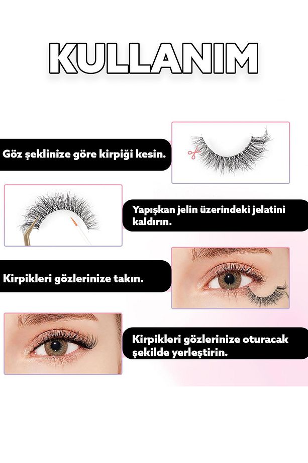 Takma Kirpik Kolay Uygulanabilir Kendinden Yapışkanlı 3D Kirpik Yoğun Hacimli Görünüm Göz Aksesuarı - 3