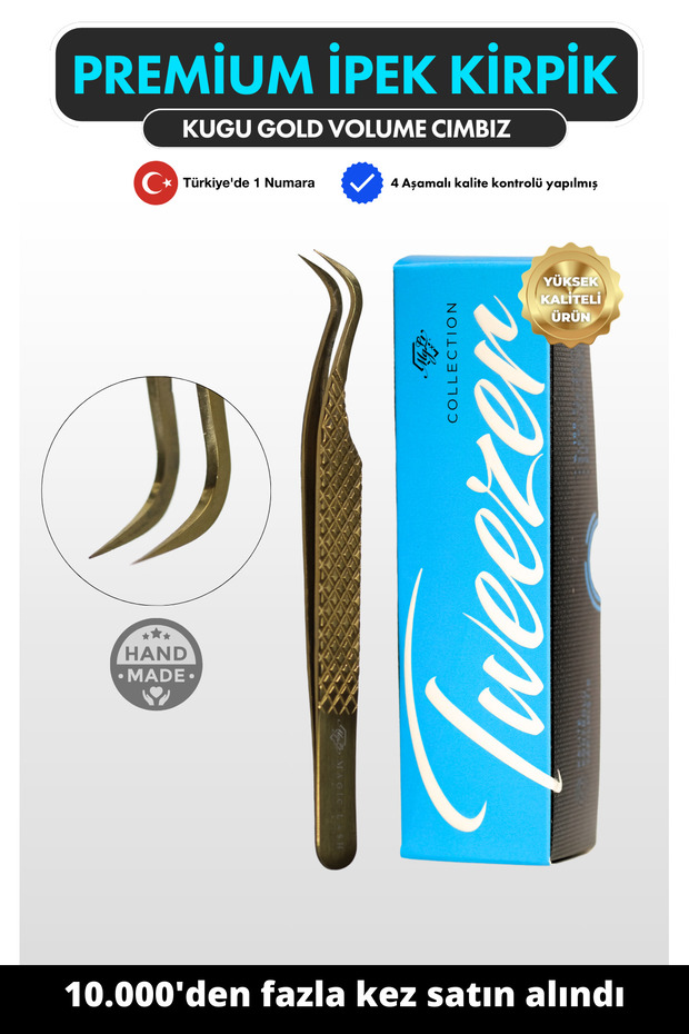 Kugu Karga Burun Profesyonel Premium Volume Ipek Kirpik Cımbızı KML-25 - 1