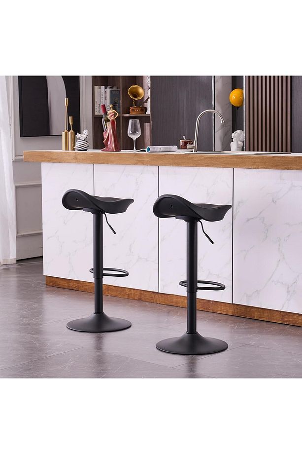 2'li Ayarlanabilir Döner Bar Taburesi Modern Tasarım, PU Deri & Metal - 3