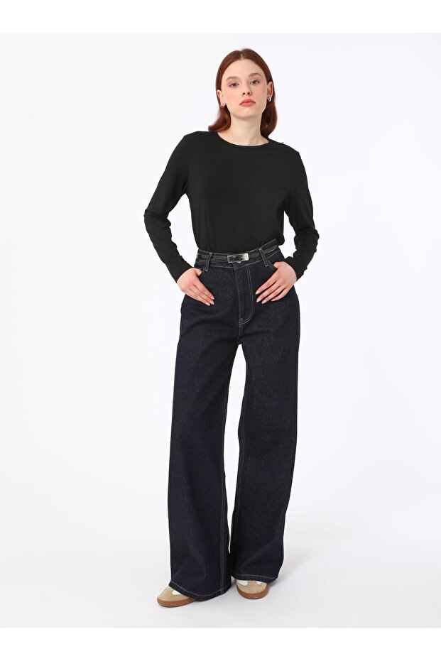 Viskoz Karışımlı Basic Tişört - Siyah - Benin - 2