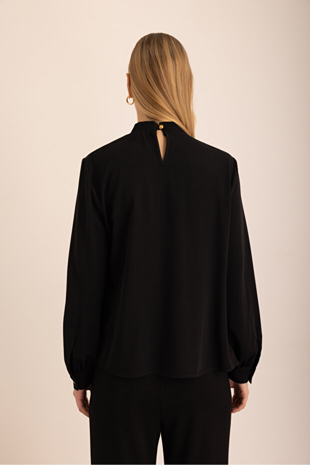 Pile Detaylı Dokuma Bluz - 6