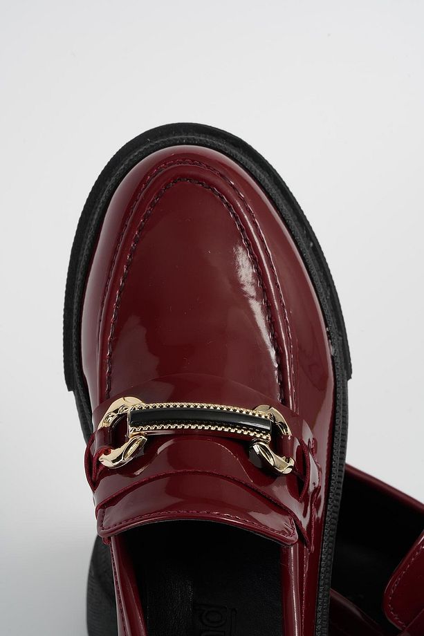 Kadın Bordo Rugan Bantlı Gc Kalın Taban Loafer Makosen Ayakkabı 4,5cm Byndlfrk02 - 7