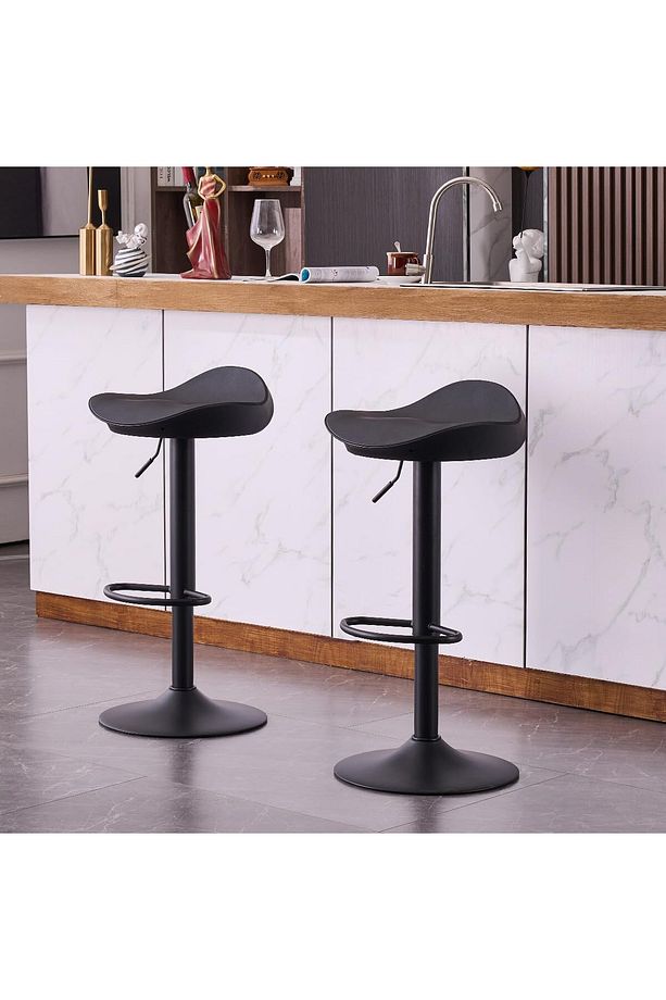 2'li Ayarlanabilir Döner Bar Taburesi Modern Tasarım, PU Deri & Metal - 5