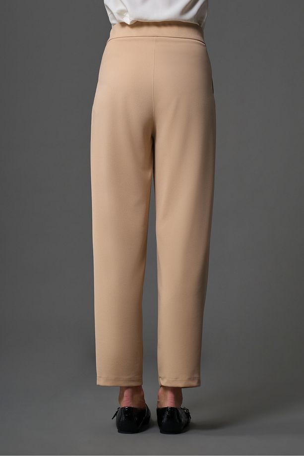 Basic Örme Krep Bej Pantolon - 4