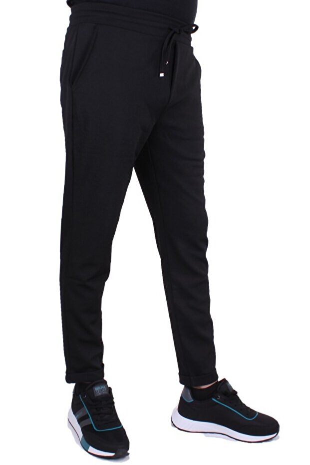 Dmg23-619962 Black Normal Waist Narrow Leg Jacquard Men's Trousers