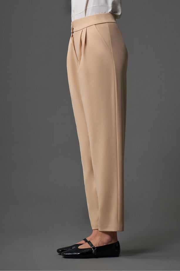 Basic Örme Krep Bej Pantolon - 3
