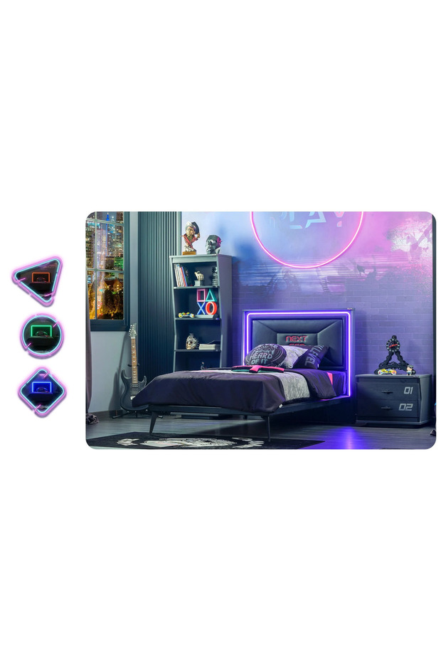 Next Game Genç Odası ( 3 Kapaklı Dolap (Lite) + 100*200 Karyola + Çalışma Masası ) - 3