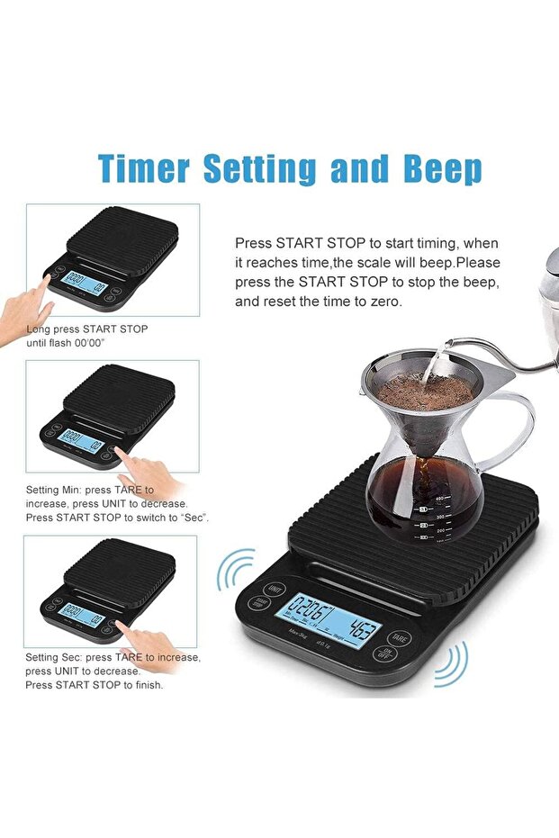 ميزان قهوة مع مؤقت.مؤقت صب القهوة،متضمنة البطاريات - 2