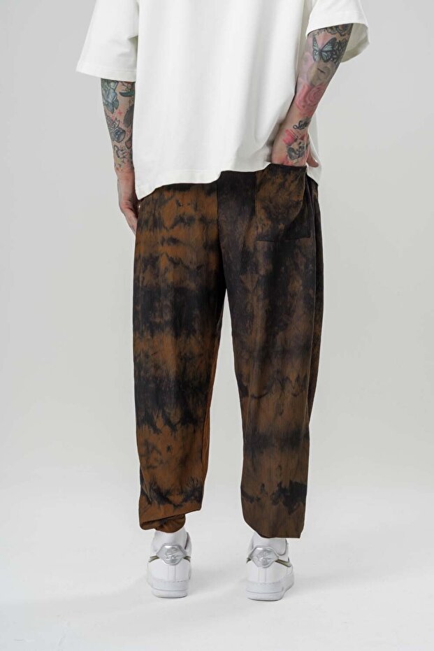 Batik Bel ve Paça Lastikli Pileli Şalvar - 4