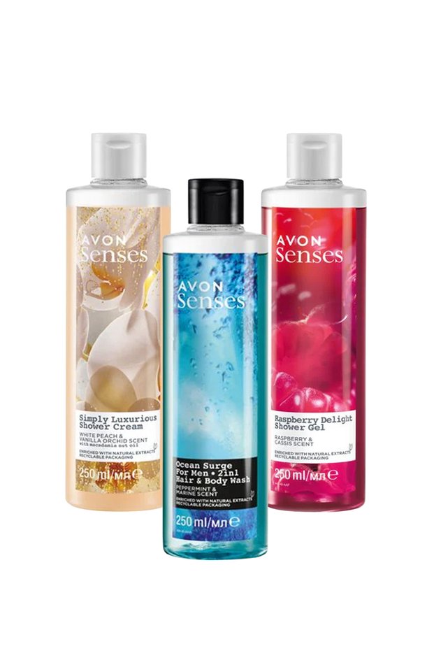 Raspberry Currant Peach Vanilla Orchid Mint and Sea Scented Shower Gel Pack
