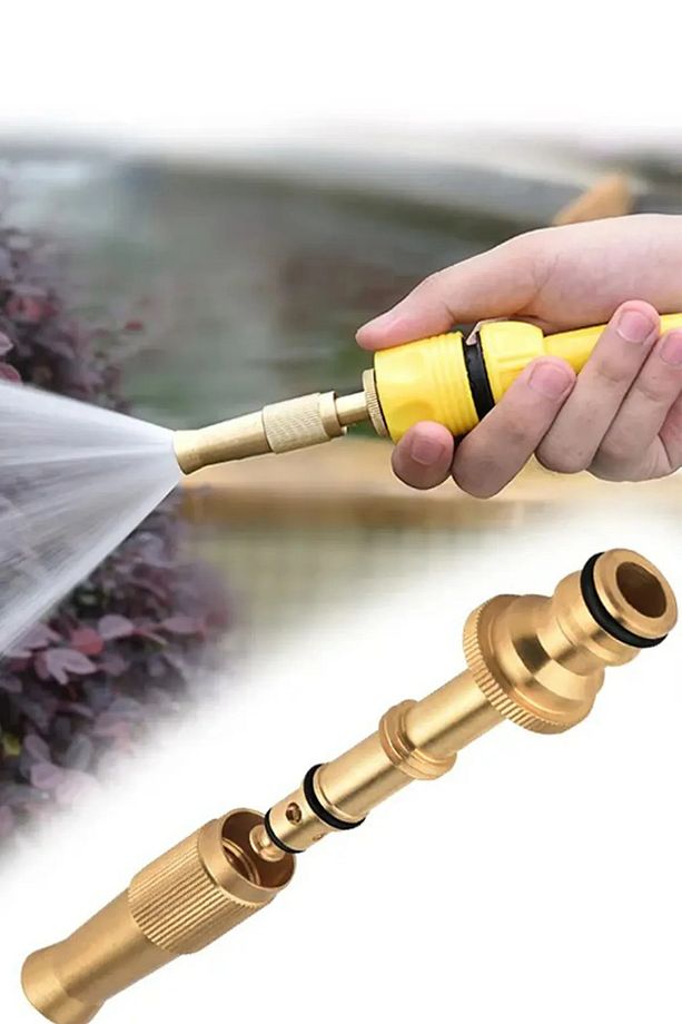 Tazyikli Su Püskürtme Bahçe Sulama Püskürtme Hortum Başlığı Yüksek Basınçlı Ayarlanabilir Gold - 5