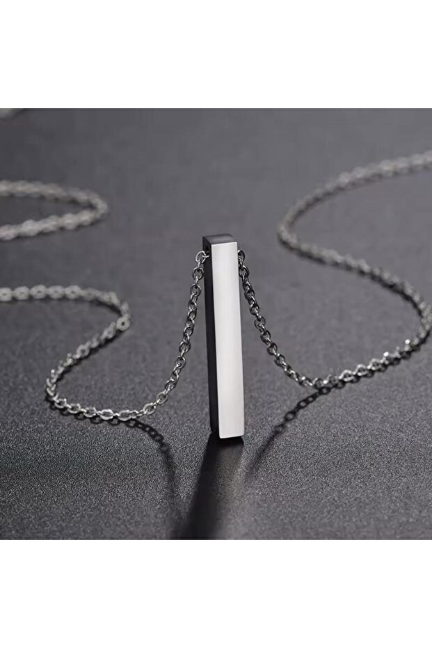 Men's Steel Bar Necklace Silver Color