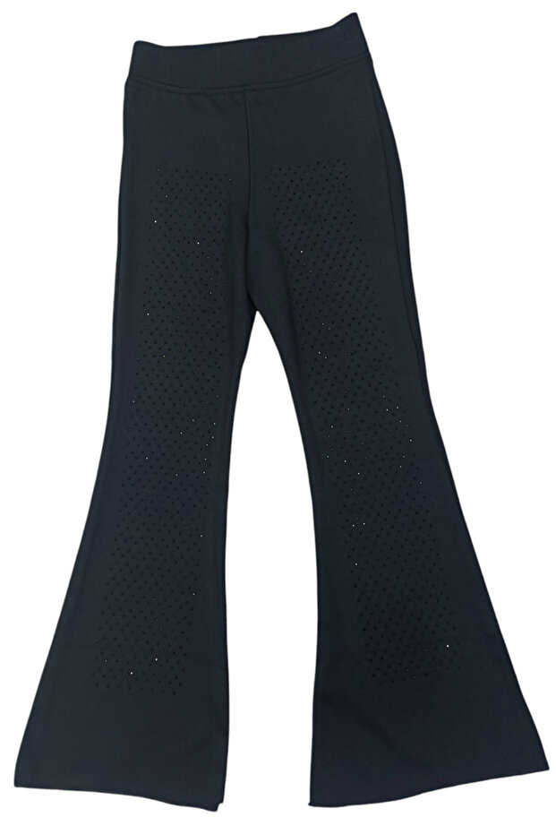 Girl's Full Stone Front Spanish Leg Black Tights