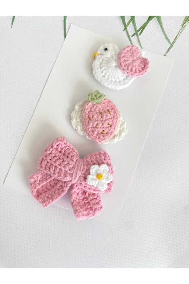 Newborn Baby Buckle Daisy Bow & Little Sparrow & White Butterfly 3-Piece Clip Hairless Baby Buckle