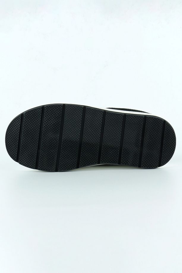 Siyah Yüksek Taban Spor Fileli Harf Detaylı İncili Bağcıklı Platform Sneaker - 5