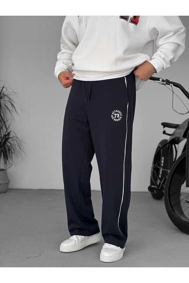 Lacivert Authentic Nakışlı Boru Paça Eşofman PM-009 - 1