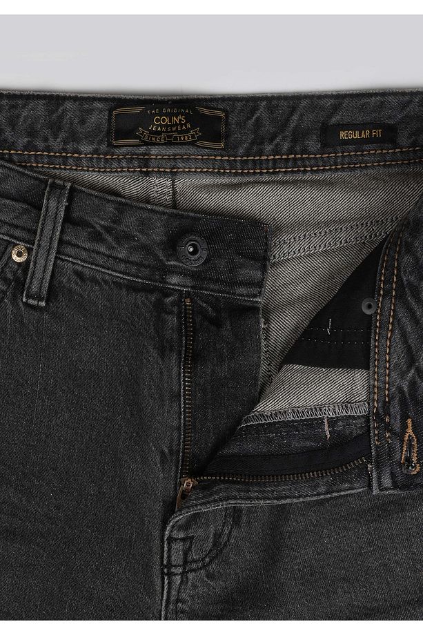 Regular Fit Orta Bel Düz Erkek Gri Jean Şort - 7