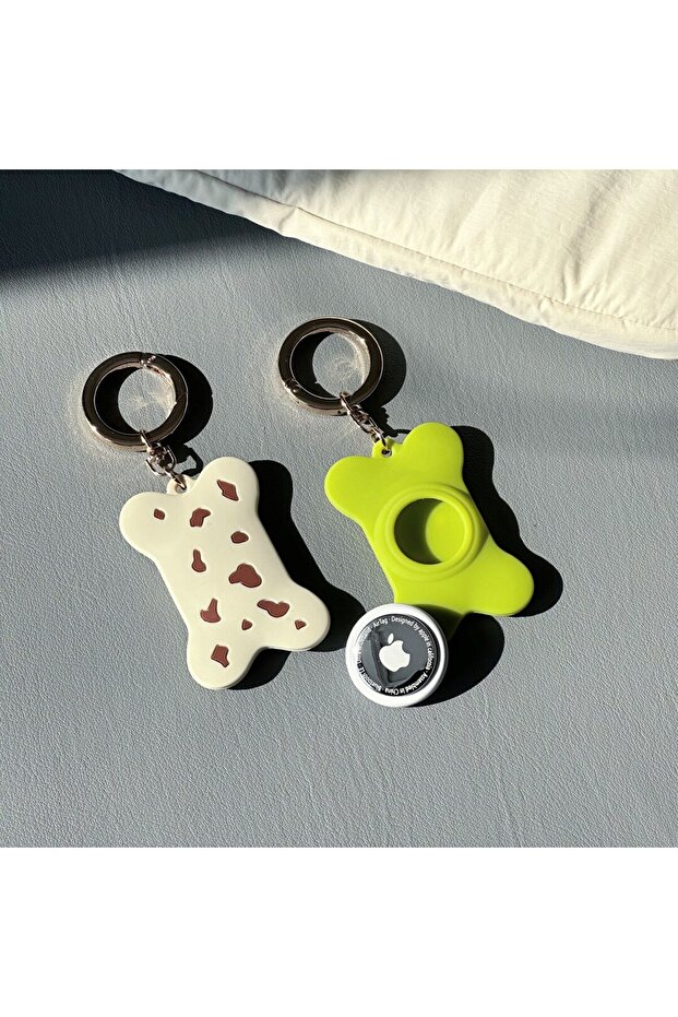 سلسلة مفاتيح من السيليكون بتفاصيل ذهبية على شكل عظمة متوافقة مع - 5