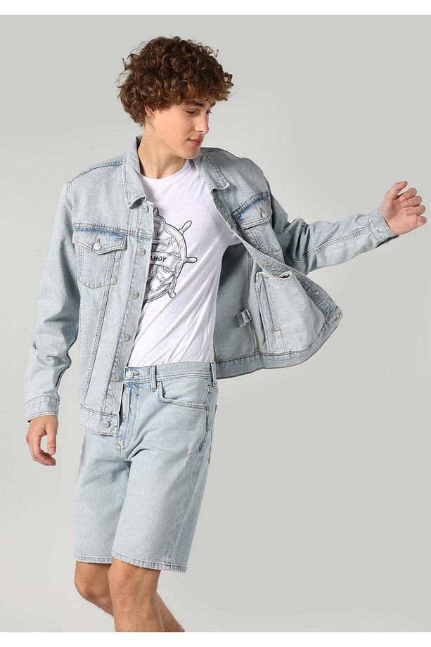 Regular Fit Fermuarlı Astarsız Erkek Mavi Ceket - 4