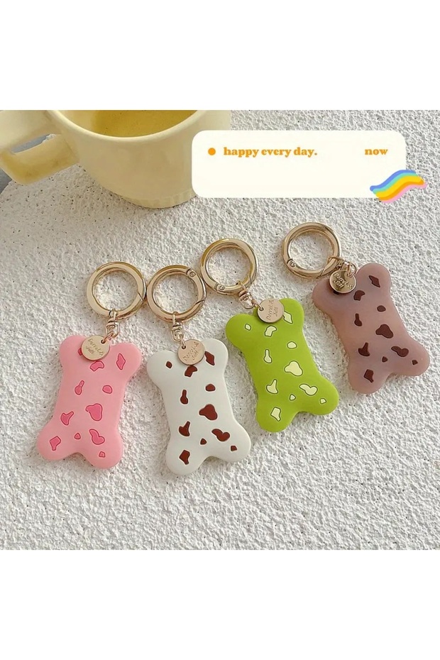 سلسلة مفاتيح من السيليكون بتفاصيل ذهبية على شكل عظمة متوافقة مع - 2