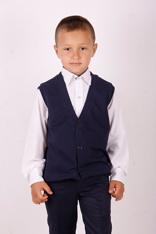 سترة مدرسية بأزرار للأولاد - 1