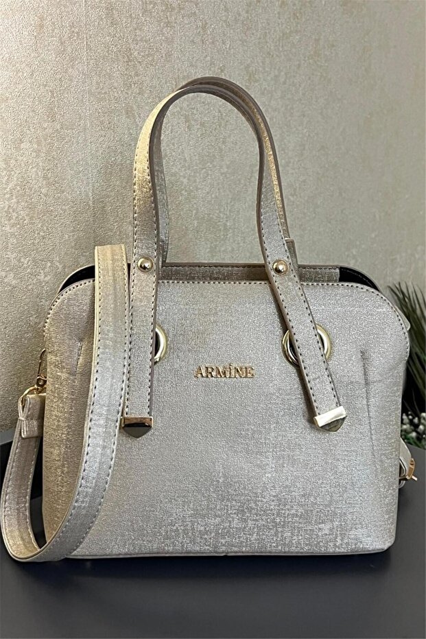 Stylish Zippered Modern Shoulder Bag Gold Color Shoulder Bag