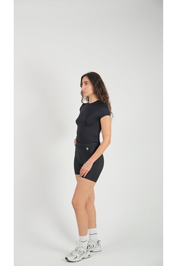 تي شيرت أسود مناسب طويل مناسب - 3