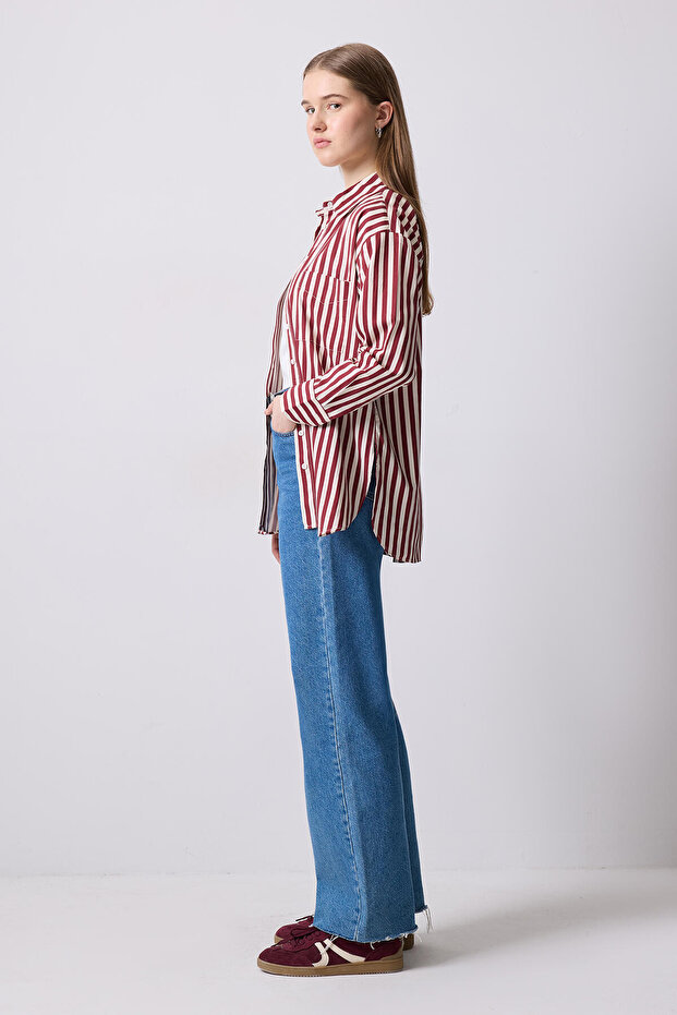 KALIN ÇİZGİLİ OVERSIZE GÖMLEK - 2