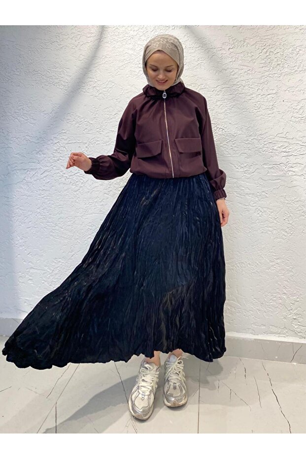 Kırışık Etek Siyah - 1