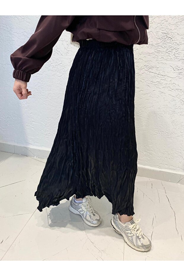 Kırışık Etek Siyah - 2