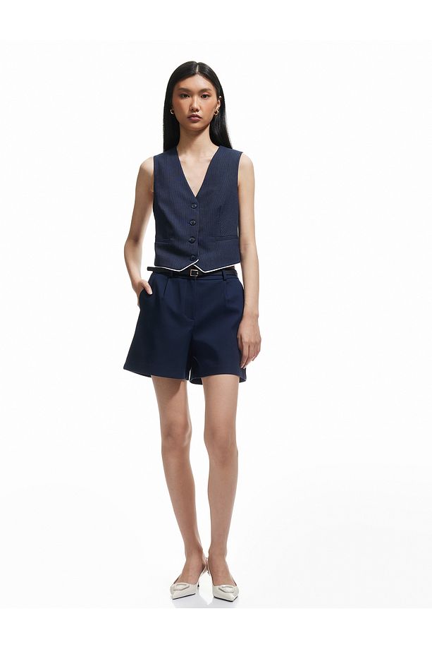 Regular Fit Kemerli Yüksek Bel Mini Şort - 2