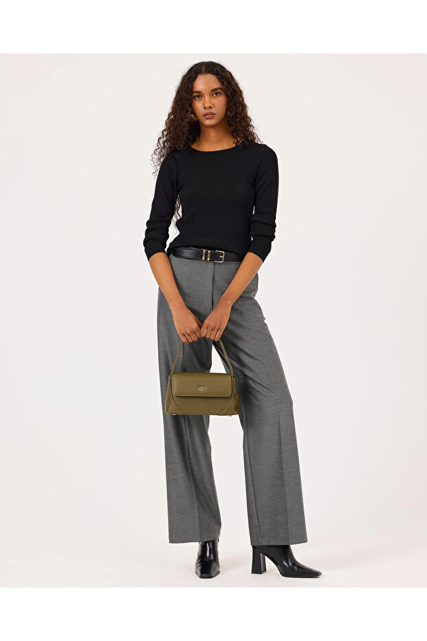 Sıfır Yaka Bel Boy Triko Kazak - 3