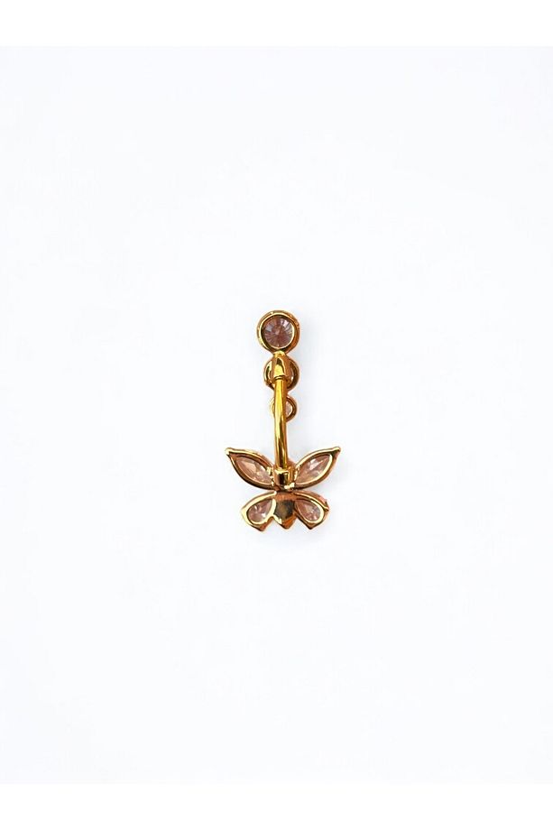Çelik Kelebek Detaylı Göbek Piercing - 4