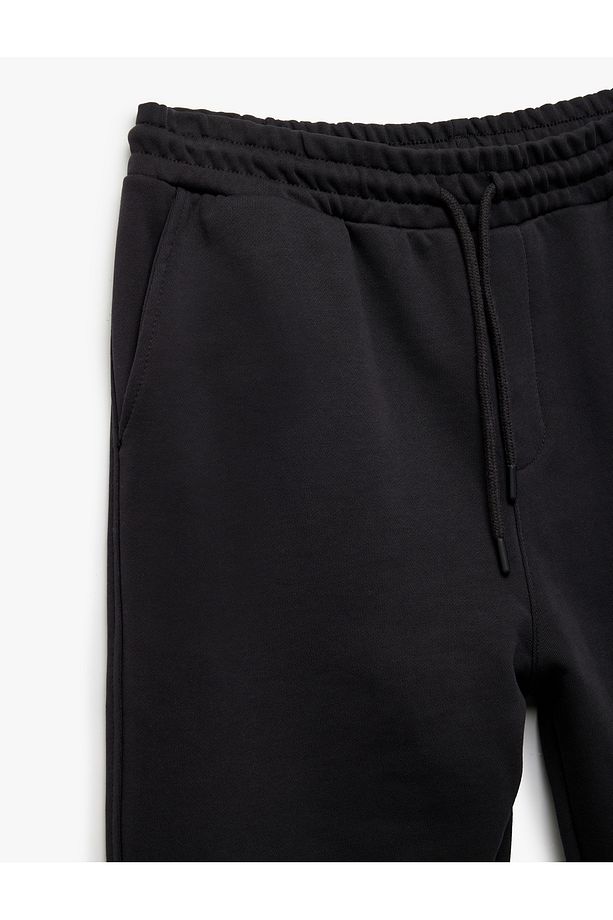 Lastikli Paça Cep Detaylı Beli Bağcıklı Jogger Eşofman Altı - 5