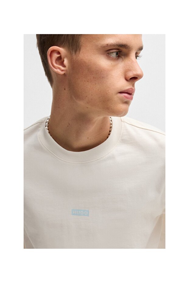 Logolu pamuklu penye tisört - 4